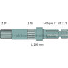 Zapfwellenendstück, Ausführung: Länge 260 mm, ,1 3/8 Zoll , 21 Nuten ,1000 U/min.